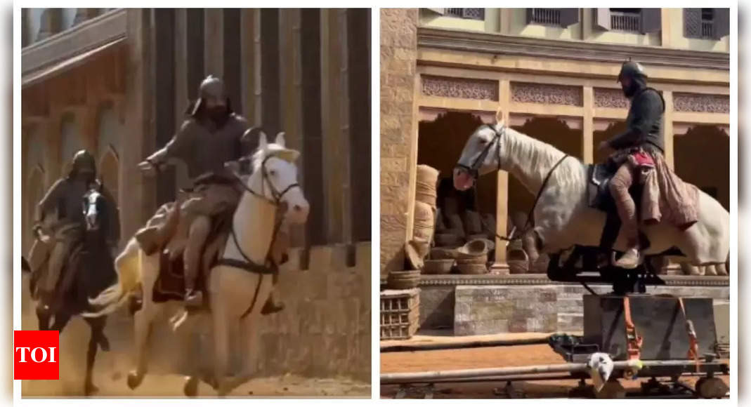 Vicky Kaushal’s BTS video riding REAL horse on Chhaava set goes viral after ‘fake horse’ claim – WATCH | – The Times of India