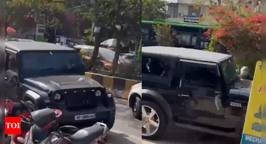 Watch: Thar driver goes on rampage in Noida, hits vehicles after tiff over speakers