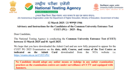 CUET PG 2025: NTA issues important notice for candidates, check details here