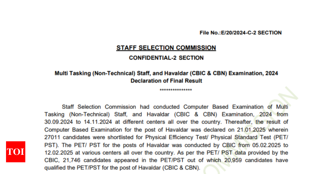 SSC MTS final result 2024 declared at ssc.gov.in: Check direct link here