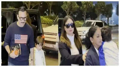 Kareena Kapoor and Saif Ali Khan closed with children in front of Jet Holi