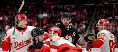 Patrick Kane shines, but the action in the fights dominated the third period in a Red Wings' 7-3 victory over the Buffalo Sabres