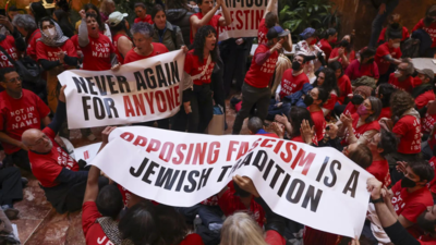 'Free Mahmoud, free them all': Protesters take over Trump Tower, NYC demanding Columbia student's release