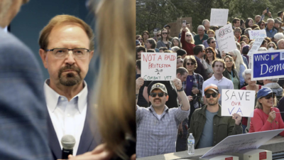  North Carolina town hall sees heated exchange between crowd and Rep. Chuck Edward over Trump policies