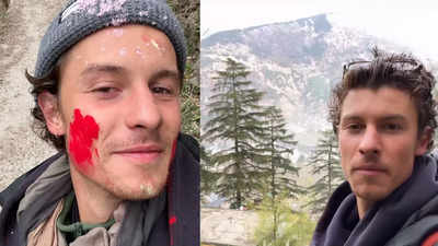 Shawn Mendes celebrates Holi in India with gulaal on his cheeks, enjoys a trip to the mountains: PICS