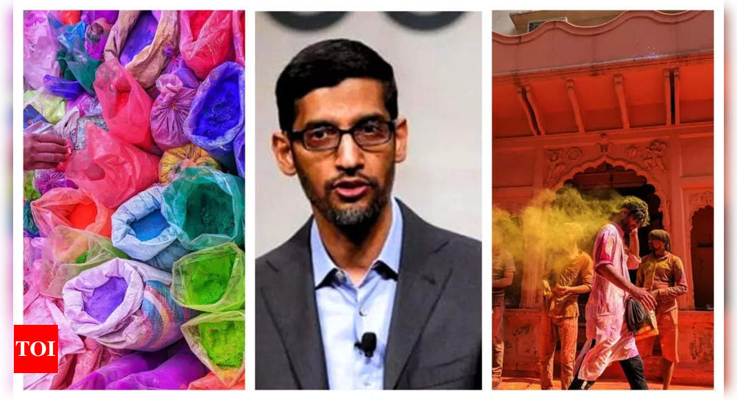 Google CEO Sundar Pichai shares Holi wishes with celebration photos, Plus a 'Special Super' Google Logo in Gulal