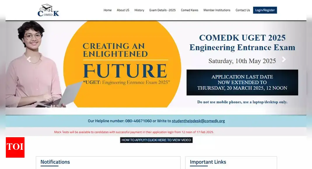 COMEDK UGET 2025 registration deadline extended to March 20, exam on May 10