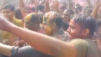 Watch: Sambhal DSP Anuj Chaudhary, police officials celebrate Holi