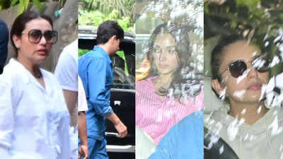 In Pics: Rani Mukerji, Sidharth Malhotra, Kiara Advani, Huma Qureshi, and others visit Ayan Mukerji's house to offer support during difficult times