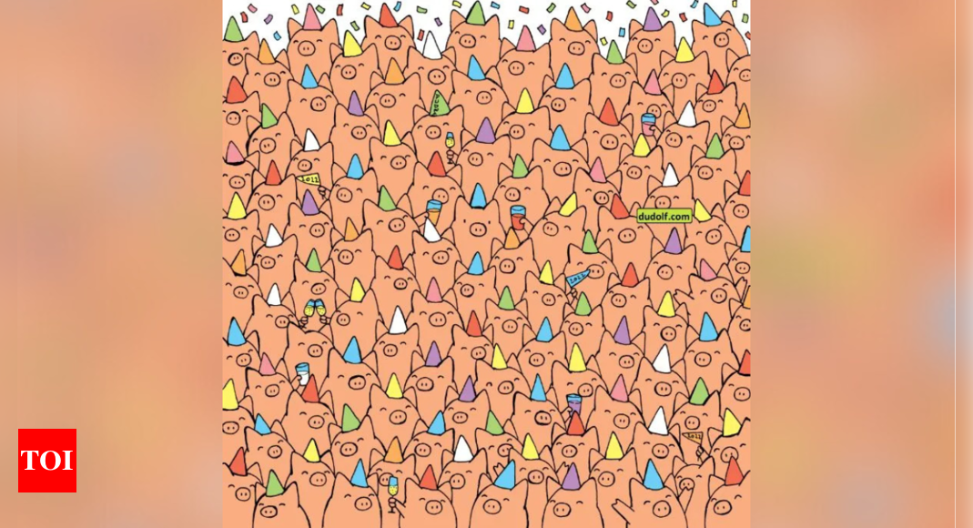 Optical illusion: Only a person with perfect eyesight can spot 3 pigs with no party hats