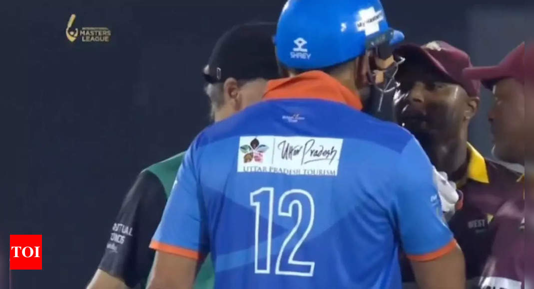 WATCH: Yuvraj Singh and Tino Best clash as tempers flare; Brian Lara steps in to separate duo | Cricket News – The Times of India