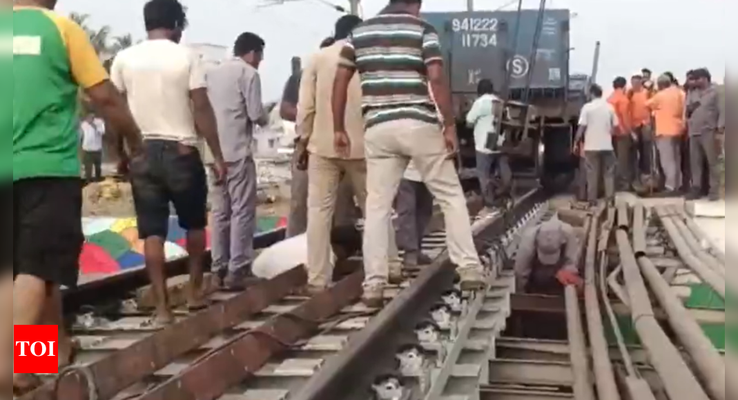 Goods train hits girder, disrupts traffic in Andhra Pradesh's Anakapalli