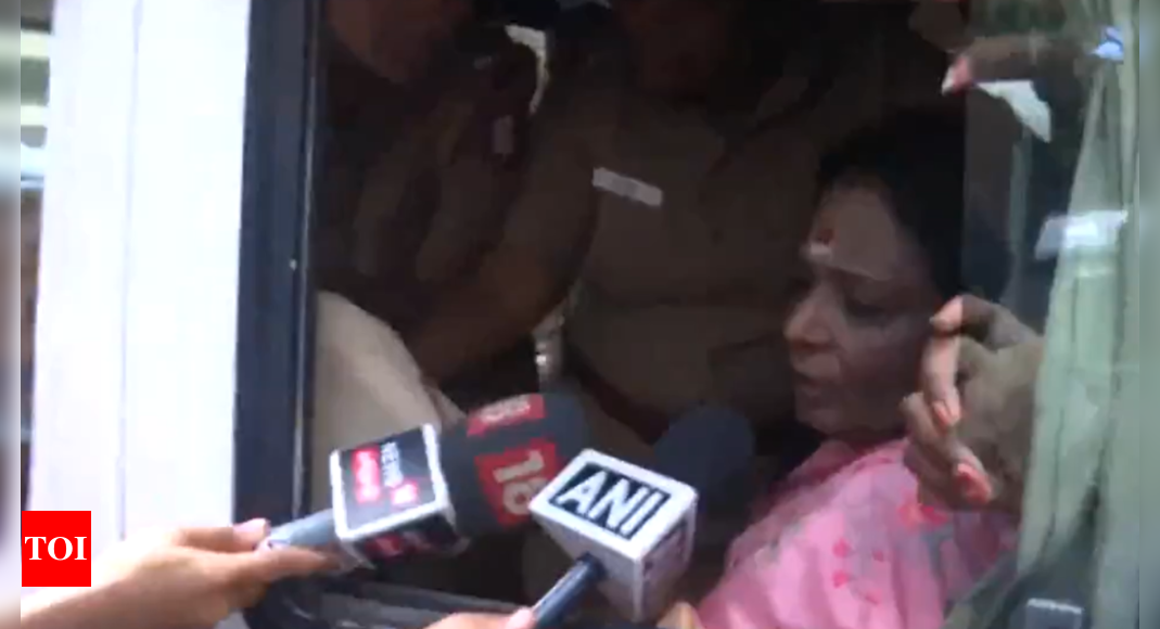 Tamil Nadu Police detains BJP leader Tamilisai Soundararajan during protest over alleged TASMAC scam