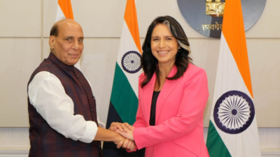 Defence minister Rajnath Singh meets US intel chief Tulsi Gabbard, discusses security ties