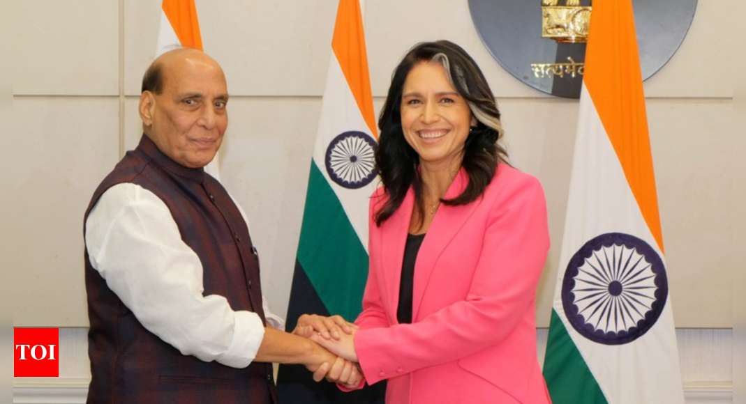 Defence minister Rajnath Singh meets Tulsi Gabbard, discusses security ties