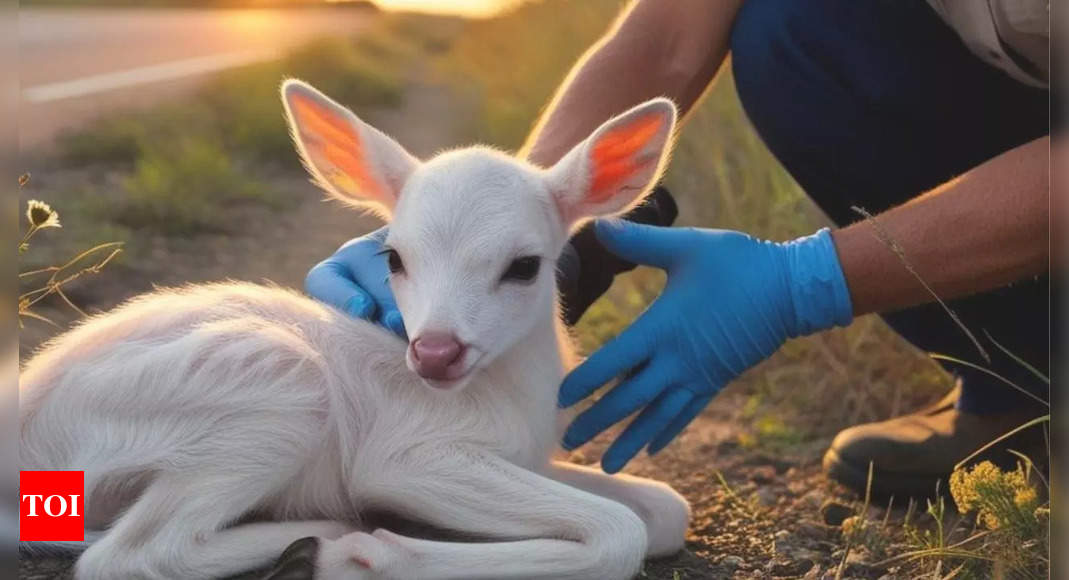 How a roadside discovery led to the rescue of a rare albino fawn in Texas | – The Times of India