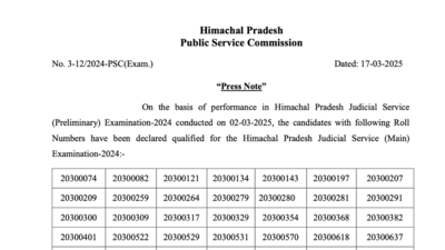 HPPSC judicial service prelims results 2025 released: Check result here and what to do next