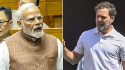 Din in Lok Sabha as Rahul Gandhi rises to speak after PM Modi, denied nod