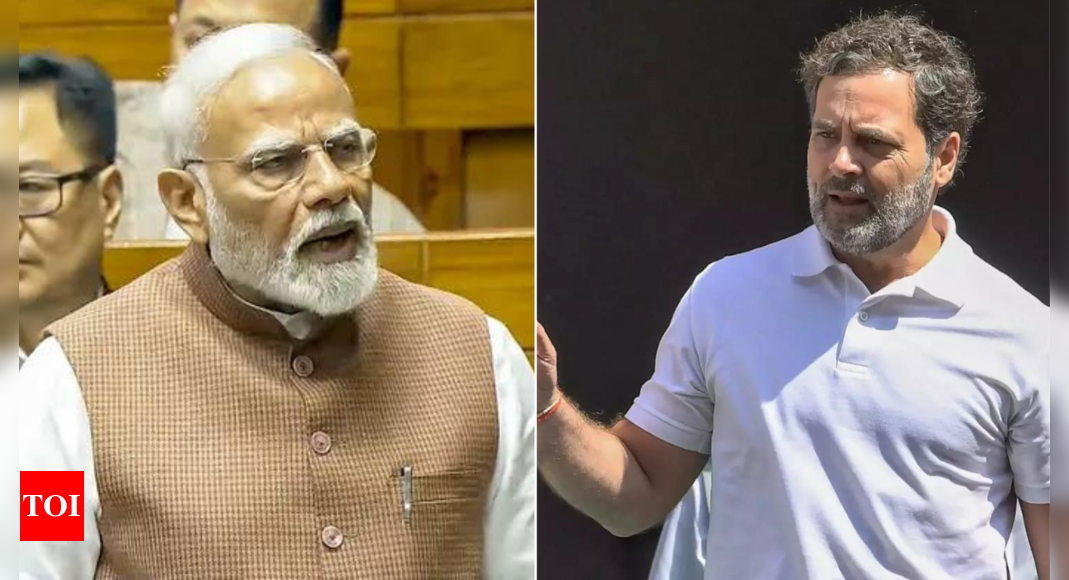 Din in Lok Sabha as Rahul Gandhi rises to speak after PM Modi, denied nod