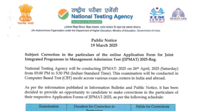 JIPMAT 2025 application correction window opens: Here's what you can edit