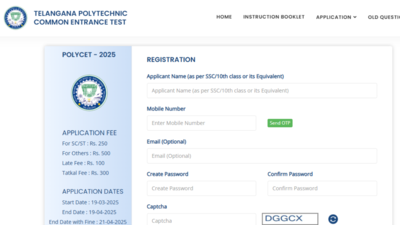 TS POLYCET 2025 registration begins at polycet.sbtet.telangana.gov.in: Check direct link here – The Times of India