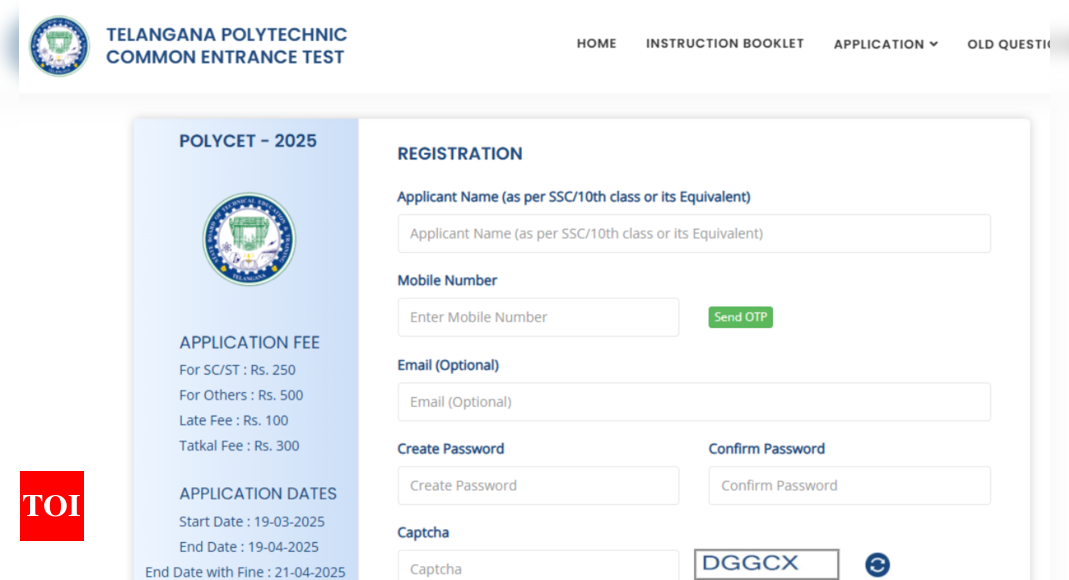 TS POLYCET 2025 registration begins at polycet.sbtet.telangana.gov.in: Check direct link here - The Times of India