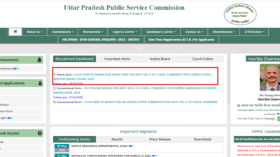 UPPSC Agricultural Services Main admit card 2024 released: Check direct link here