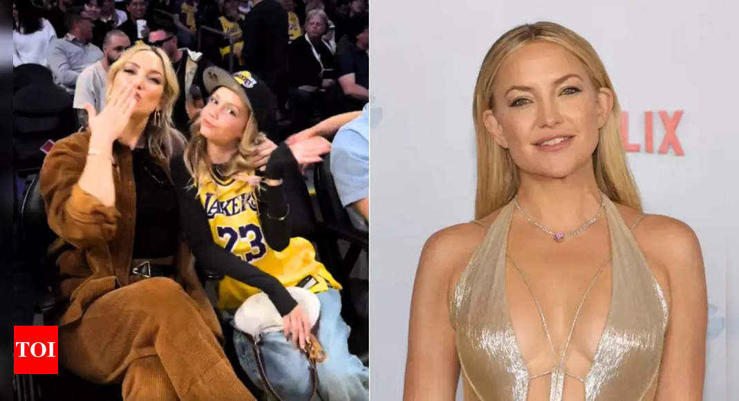 Running Point star Kate Hudson watches Los Angeles Lakers' thrilling win over Denver Nuggets from front row