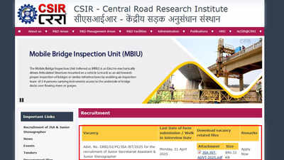 Delhi CSIR CRRI recruitment 2025: Apply for 12th pass jobs by April 21