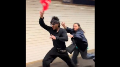 Woman attacks man for wearing MAGA hat in New York Subway, then falls on her face in viral video