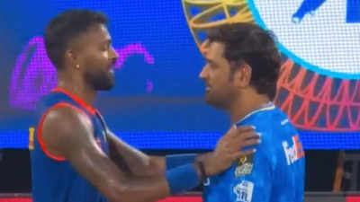 Watch: MS Dhoni, Hardik Pandya's tight hugs steal the spotlight ahead of CSK vs MI IPL 2025 encounter