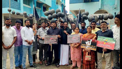 Delimitation row: BJP stages black flag protests in Coimbatore ...