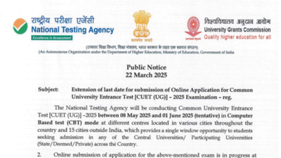 CUET UG 2025 registration deadline extended till March 24, check direct link here – The Times of India