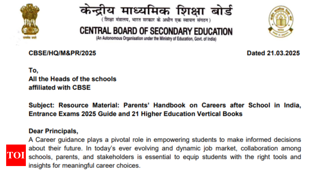 CBSE issues important notice on parents’ handbook for student career guidance: Check details here