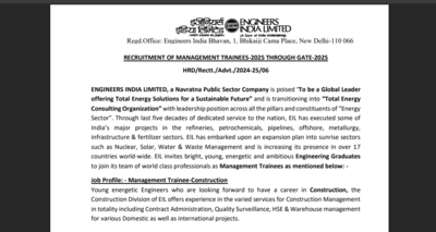 EIL Management Trainee registration 2025 underway: Direct link to apply for posts with 19-21 lakhs salary