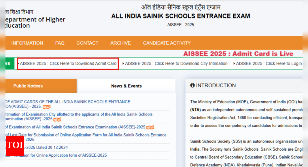AISSEE admit card 2025 released: Check direct link here