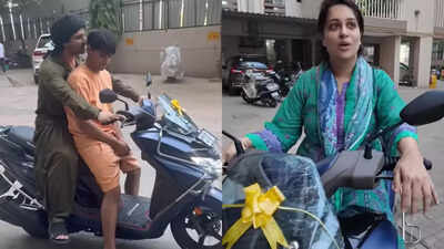 Shoaib Ibrahim gets his nephew Rehaan a new scooty; Dipika Kakar takes a ride saying, ‘Struggling days me Mumbai me bahut chalai hai’