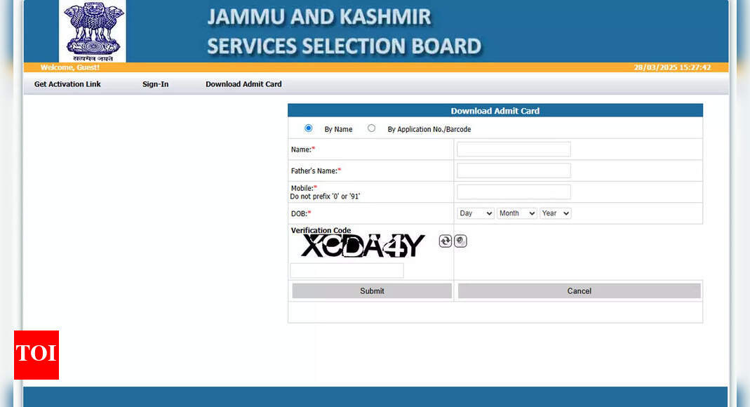JKSSB FSL Driver Recruitment 2025: Driving test admit card out, check direct link here