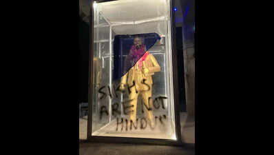 Khalistan flag and graffiti on Ambedkar statue near Phillaur ...