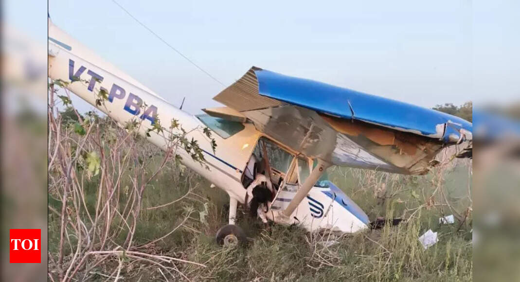 Cessna aircraft hard lands in field, trainee pilot suffers minor ...