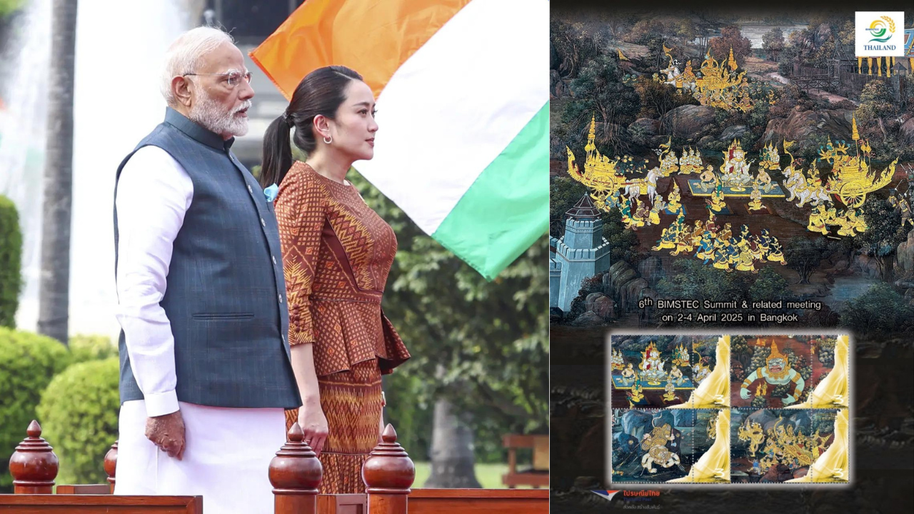 泰様太陽BangkokSUN 墨彩画　額装込 Timeless impression': Thailand commemorates PM Modi's visit with