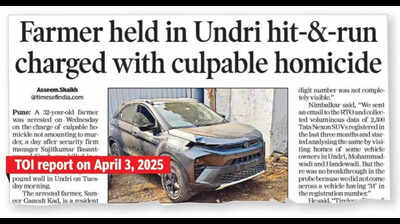 Farmer held in Undri hit-&-run charged with destroying evidence for removing SUV’s number plates