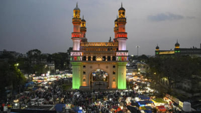 Hyderabad rains: Portion of Charminar’s stucco work collapses amid heavy downpour