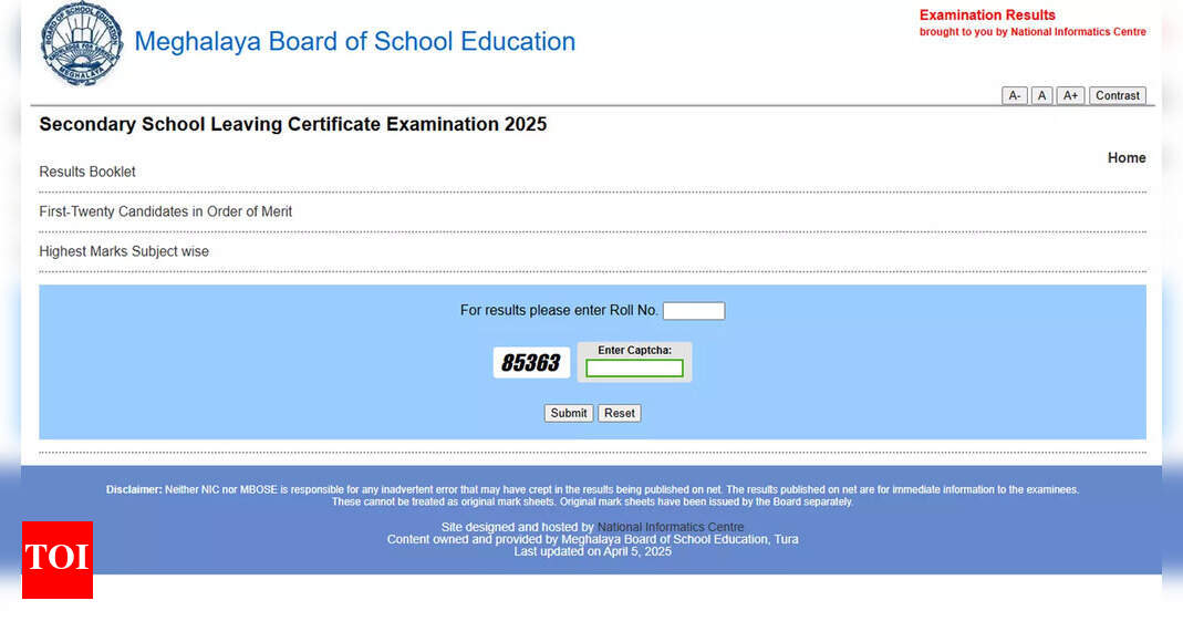 MBOSE SSLC Results 2025 Live Updates: Meghalaya Board 10th Result shortly at mboseresults.in  - The Times of India