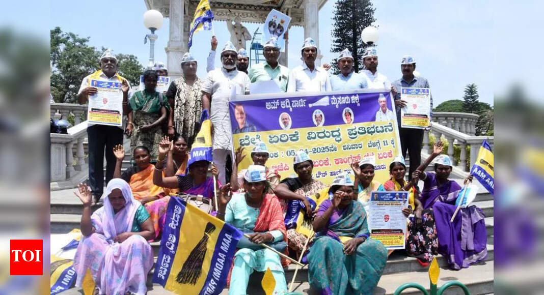 AAP workers protest against price hike | Mysuru News - The Times of India