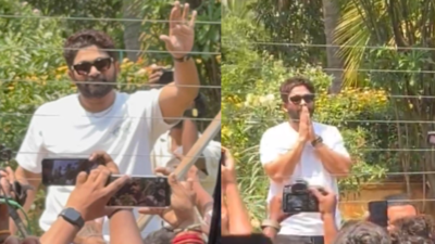 Allu Arjun's 43rd birthday: Fans gather outside his home; the actor steps out to greet them- video