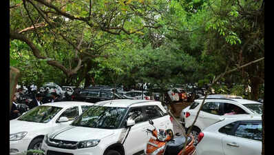 On weekends, visitors to Bengaluru’s Cubbon Park can park their cars next to Old KGID building