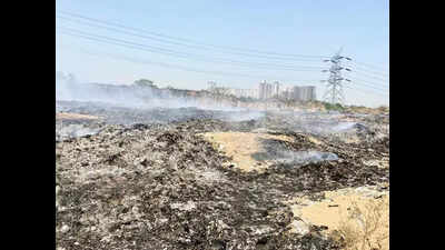 Dry waste on fire in Greater Noida village, 2nd time in 10 days