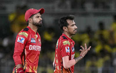 Yuzvendra Chahal celebrates with captain Shreyas Iyer (PTI Photo) IPL 2025: Yuzvendra Chahal hat-trick, Shreyas Iyer special knock Chennai Super Kings out of playoffs race