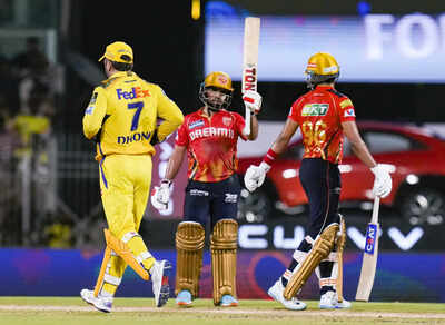 Punjab Kings' Prabhsimran Singh celebrates his half century with captain Shreyas Iyer. (PTI Photo) Who won yesterday's IPL match, CSK vs PBKS: Yesterday IPL match result